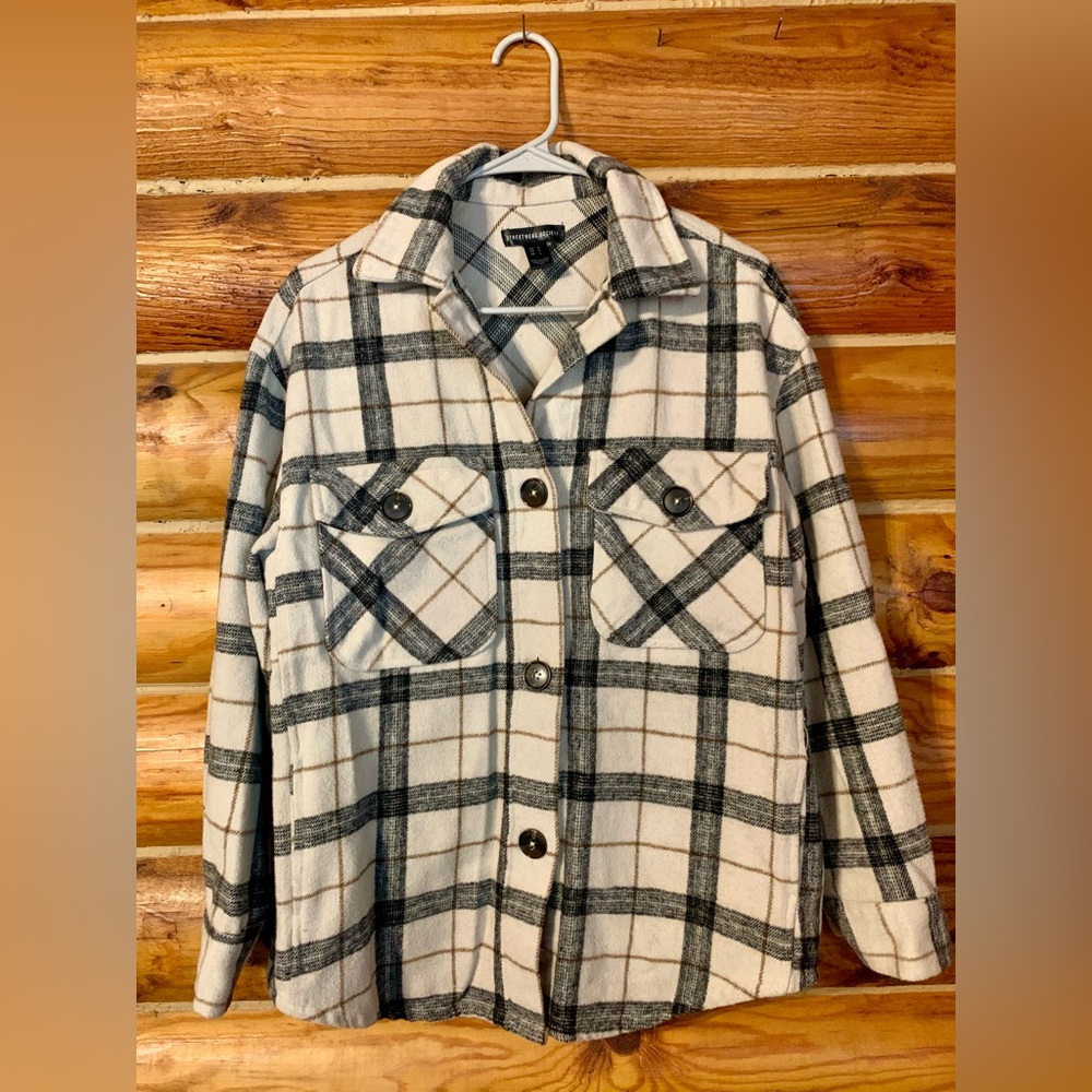 Streetwear Society Monochrome Plaid Shacket Jacket Flannel